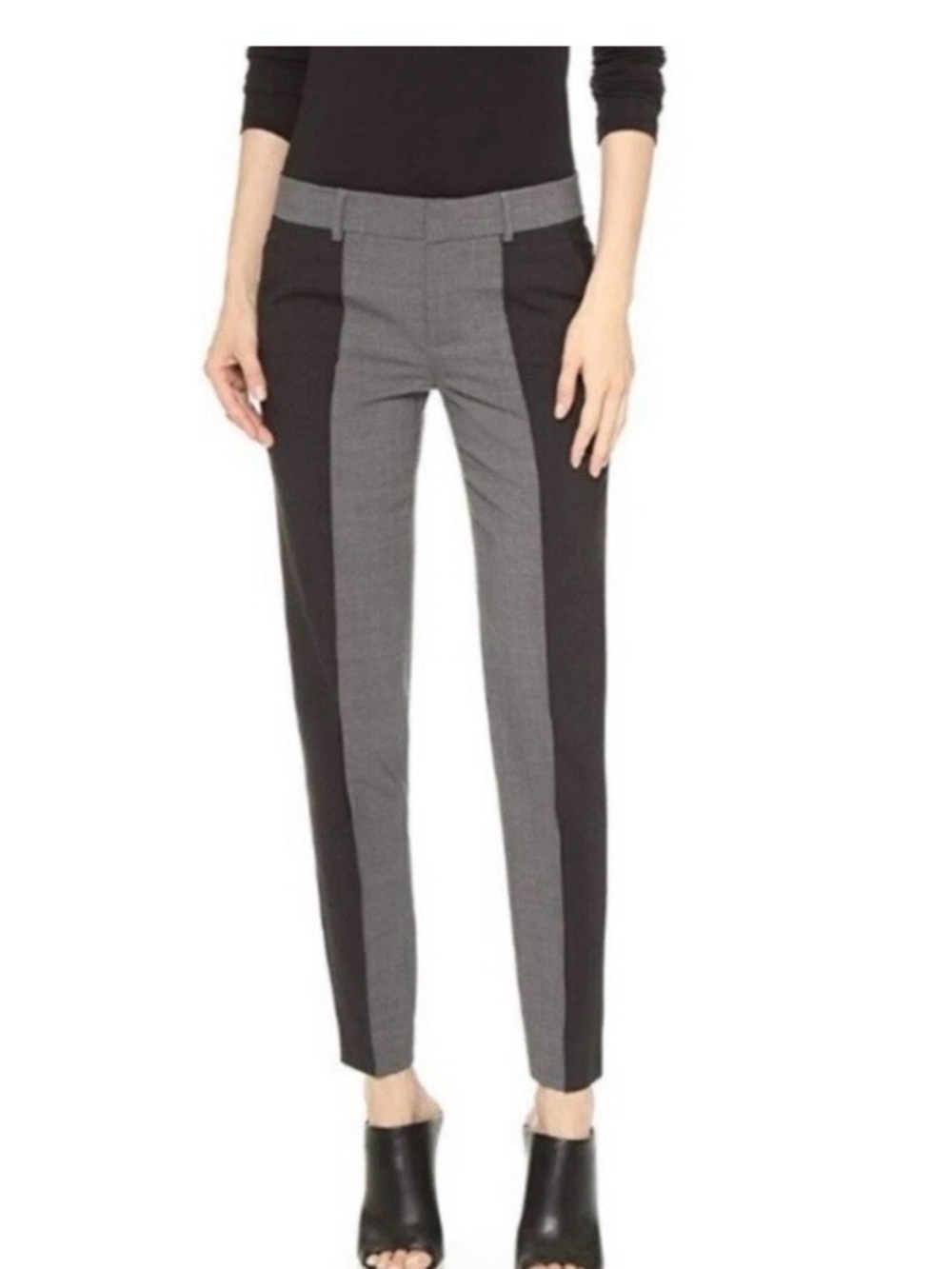 VINCE Two-Tone Black and Gray Slim Tailored Pants. Sz 6